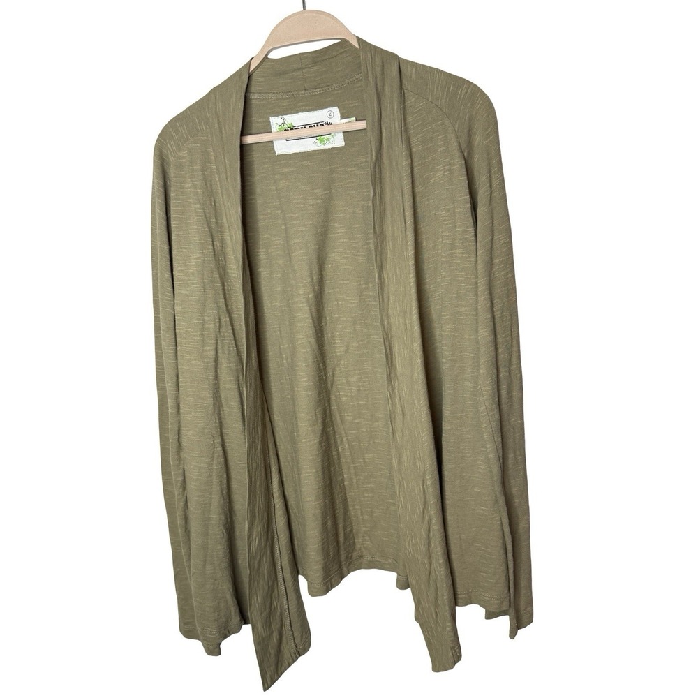 Cariloha Womens Open Front Bamboo Cardigan Size L Green Organic Cotton Boho‎
